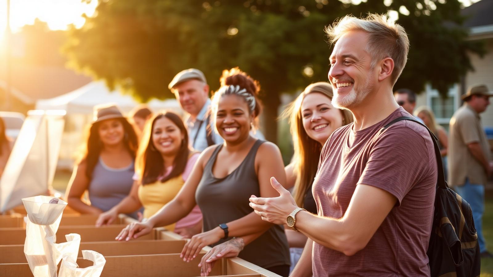 American Frontier Bank employees and community members at a volunteer event
